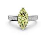 White gold Fancy Yellow Marquise  Solitaire Diamond Ring with Channel-Set Band and Four-Prong Setting_3