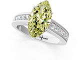 White gold Fancy Yellow Marquise  Solitaire Diamond Ring with Channel-Set Band and Four-Prong Setting_4