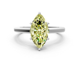 White gold Fancy Yellow Marquise  Solitaire Diamond Ring with Four-Prong Setting and Classic Band_3