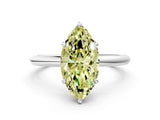 White gold Fancy Yellow Marquise  Solitaire Diamond Ring with Four-Prong Setting on a Plain Band_32