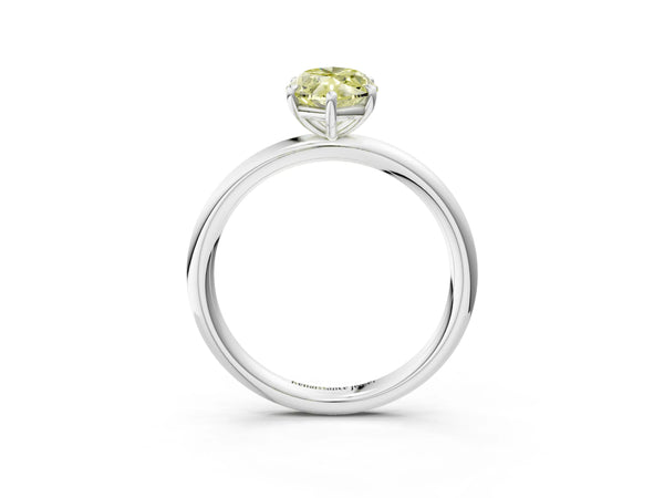 Platinum Fancy Yellow Marquise  Solitaire Diamond Ring with Four-Prong Setting on a Plain Band