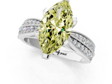 White gold Fancy Yellow Marquise  Solitaire Diamond Ring with Milgrain Pavé Band and Four-Prong Setting_20