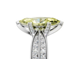 White gold Fancy Yellow Marquise  Solitaire Diamond Ring with Milgrain Pavé Band and Four-Prong Setting_25
