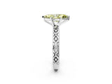 White gold Fancy Yellow Marquise  Solitaire Diamond Ring with Milgrain and Black Enamel X Pattern Band_49
