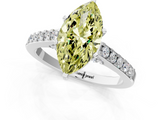 White gold Fancy Yellow Marquise  Solitaire Diamond Ring with Pavé Band and Four-Prong Setting_1