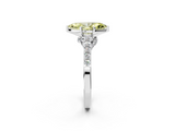 White gold Fancy Yellow Marquise  Solitaire Diamond Ring with Pavé Band and Four-Prong Setting_2