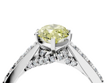 White gold Fancy Yellow Marquise  Solitaire Diamond Ring with Pavé Band and Four-Prong Setting_4
