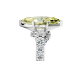 White gold Fancy Yellow Marquise  Solitaire Diamond Ring with Pavé Band and Four-Prong Setting_5
