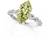 White gold Fancy Yellow Marquise  Solitaire Diamond Ring with Pave Band and Four-Prong Setting_1