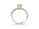 White gold Fancy Yellow Marquise  Solitaire Diamond Ring with Pave Band and Four-Prong Setting_3