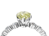 White gold Fancy Yellow Marquise  Solitaire Diamond Ring with Pave Band and Four-Prong Setting_4