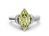 White gold Fancy Yellow Marquise  Solitaire Diamond Ring with Pave Band and Six-Prong Setting_82