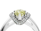 White gold Fancy Yellow Marquise  Solitaire Diamond Ring with Pave Band and Six-Prong Setting_98