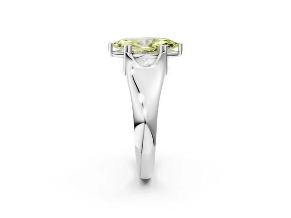 Platinum Fancy Yellow Marquise Cut Diamond Solitaire Ring with Wide Band and Prong Setting