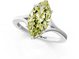 White gold Fancy Yellow Marquise  Solitaire Diamond Ring with Six-Prong Setting and Tapered Band_1