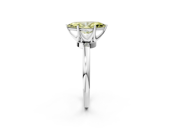 White gold Fancy Yellow Marquise  Solitaire Diamond Ring with Six-Prong Setting on a Classic Band