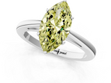 White gold Fancy Yellow Marquise  Solitaire Diamond Ring with Split Shank and Four-Prong Setting_1