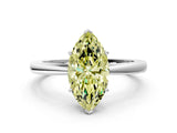 White gold Fancy Yellow Marquise  Solitaire Diamond Ring with Split Shank and Four-Prong Setting_24