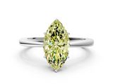 White gold Fancy Yellow Marquise  Solitaire Diamond Ring with Split Shank and Four-Prong Setting