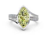 White gold Fancy Yellow Marquise  Solitaire Diamond Ring with Split Shank and Prong Setting_17