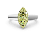 White gold Fancy Yellow Marquise  Solitaire Diamond Ring with Tapered Band and Four-Prong Setting_47