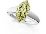 White gold Fancy Yellow Marquise  Solitaire Diamond Ring with Tapered Band and Four-Prong Setting_54