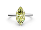 White gold Fancy Yellow Marquise  Solitaire Diamond Ring with Thin Band and Four-Prong Setting