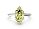 White gold Fancy Yellow Marquise  Solitaire Diamond Ring with Thin Band and Four-Prong Setting_12