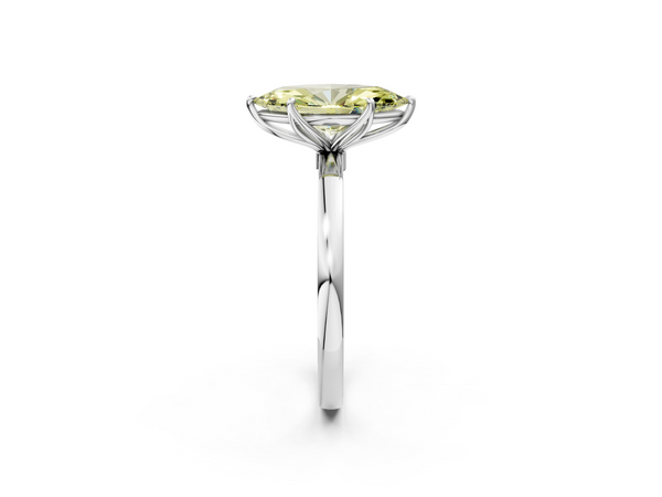 White gold Fancy Yellow Marquise  Solitaire Diamond Ring with Thin Band and Four-Prong Setting