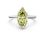 White gold Fancy Yellow Marquise  Solitaire Diamond Ring with Thin Band and Four-Prong Setting_84
