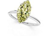 White gold Fancy Yellow Marquise  Solitaire Diamond Ring with a Classic Band and Four-Prong Setting 2