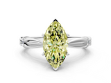 White gold Fancy Yellow Marquise  Solitaire Diamond Twisted Band with Four-Prong Setting