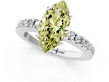 White gold Fancy Yellow Marquise  Solitaire Diamond with Pavé Band and Four-Prong Setting_1