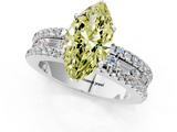 White gold Fancy Yellow Marquise  Solitaire Diamond with Pave and Channel Set Band_1