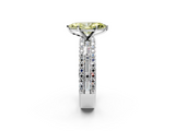 White gold Fancy Yellow Marquise  Solitaire Diamond with Pave and Channel Set Band_2