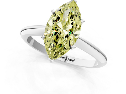White gold Fancy Yellow Marquise  Solitaire Engagement Ring with Classic Band and Four-Prong Setting_1