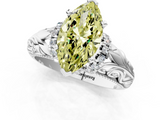 White gold Fancy Yellow Marquise  Solitaire Filigree Engagement Ring with Halo and Prong Setting_1