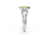 White gold Fancy Yellow Marquise  Solitaire Filigree Engagement Ring with Halo and Prong Setting_2