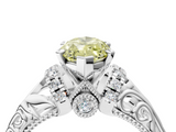 White gold Fancy Yellow Marquise  Solitaire Filigree Engagement Ring with Halo and Prong Setting_4