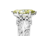 White gold Fancy Yellow Marquise  Solitaire Filigree Engagement Ring with Halo and Prong Setting_5