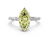 White gold Fancy Yellow Marquise  Solitaire Marquise Side Stone Prong Setting Ring
