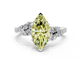 White gold Fancy Yellow Marquise  Solitaire Marquise Twist Band with Six-Prong Setting