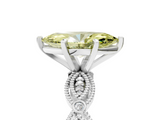 White gold Fancy Yellow Marquise  Solitaire Milgrain Diamond Engagement Ring with Bezel and Marquise Band_5