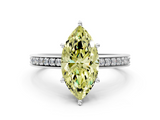 White gold Fancy Yellow Marquise  Solitaire Pavé Band Prong Setting Ring