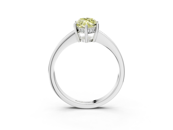 White gold Fancy Yellow Marquise  Solitaire Pavé Band Prong Setting Ring