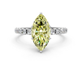 White gold Fancy Yellow Marquise  Solitaire Pavé Band with Four-Prong Setting