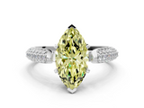 White gold Fancy Yellow Marquise  Solitaire Pavé Diamond Engagement Ring with Four-Prong Setting