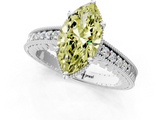 White gold Fancy Yellow Marquise  Solitaire Pavé Diamond Milgrain Engagement Ring with Four-Prong Setting_1