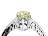 White gold Fancy Yellow Marquise  Solitaire Pavé Diamond Milgrain Engagement Ring with Four-Prong Setting_4