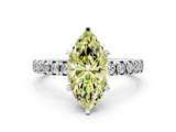 White gold Fancy Yellow Marquise  Solitaire Pave Diamond Engagement Ring with Four-Prong Setting